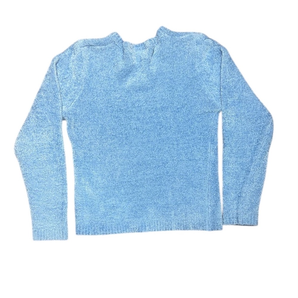 Chic Light Blue V-Neck Sweater - Picture 2 of 4